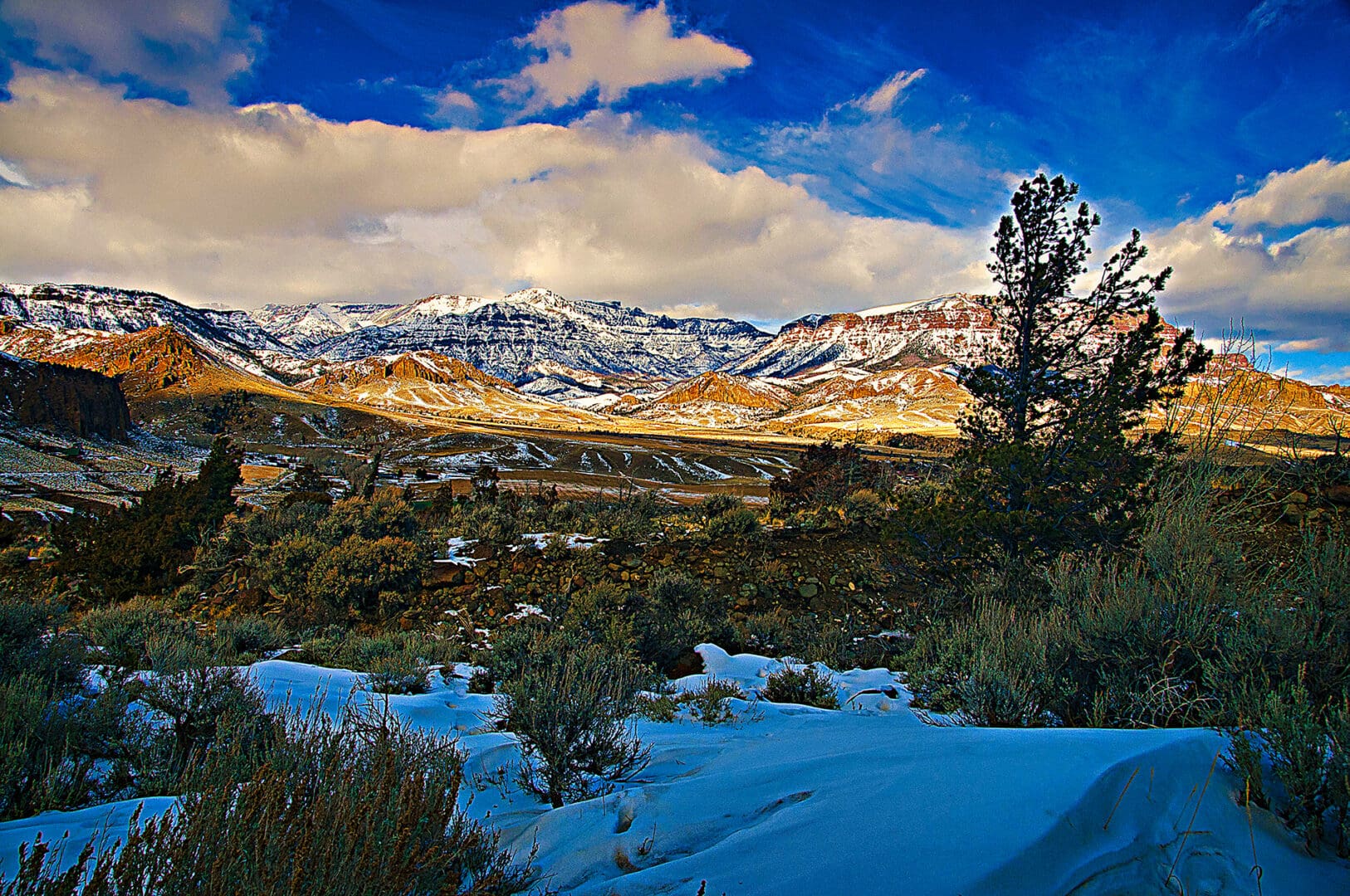 A mountain covered in snow.