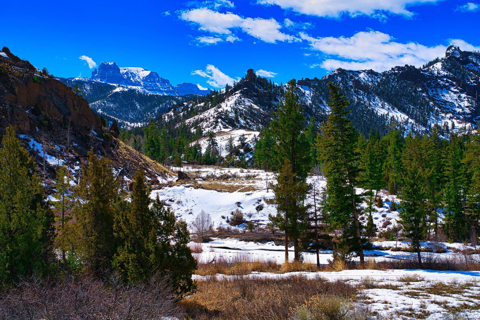 A snow covered mountain.