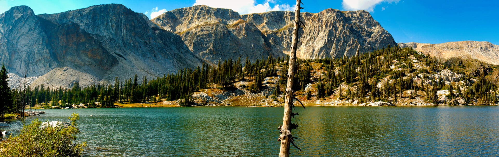 A lake in the mountains.